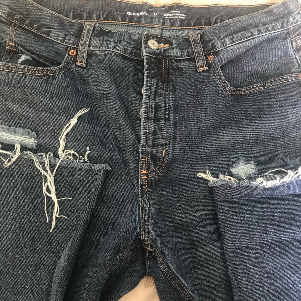 High rise slouchy straight jeans